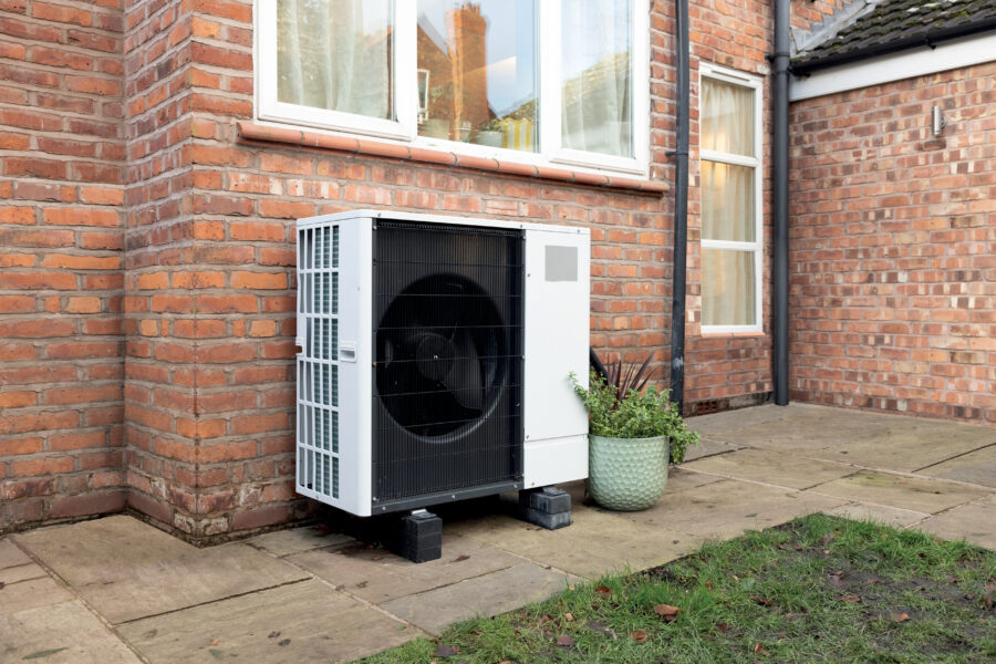 Heat pump outside a house